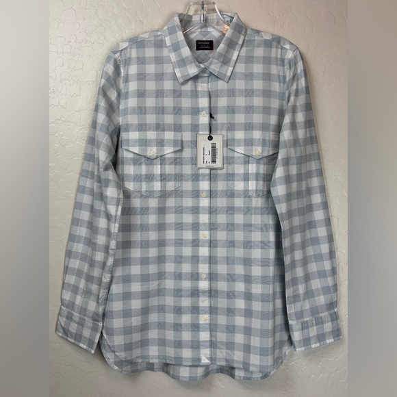 NEW Untuckit The Santa Marzi Blue White Check Plaid Long Sleeve Button 8 0971 - Picture 1 of 8